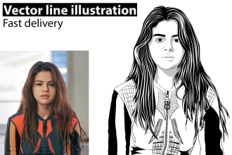 draw black and white detailed line vector illustration