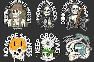make hand drawn vintage skull or grim reaper t shirt design