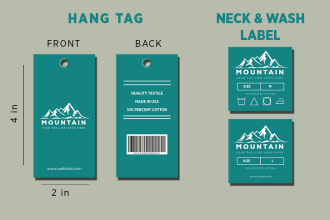 design clothing neck label, hangtag, and price tag within 12 hours