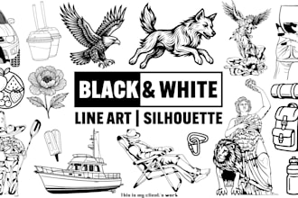 draw silhouette or black and white line art from your photo, sketch or ai image