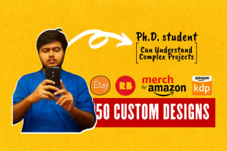set up teespring, redbubble, etsy and teepublic store with 50 designs