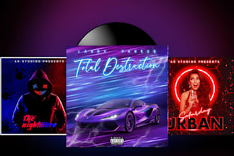 design neon album cover design or single cover art
