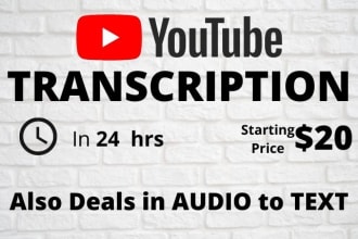 transcribe youtube video and audio transcription in 24 hrs