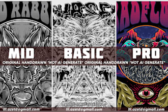 draw custom dark art illustration for clothing brand