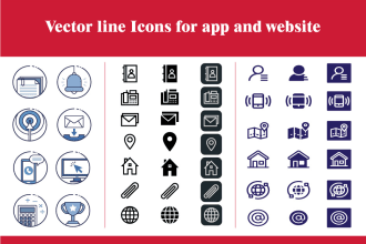 design vector line icons for app and website