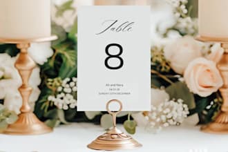 create editable wedding table number cards printable PDF