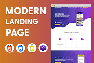 create modern responsive html landing page design