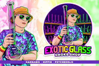 design cannabis, weed, hippie, psychedelic, and cartoon character with my style