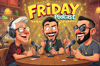 do cartoon caricature podcast cover art