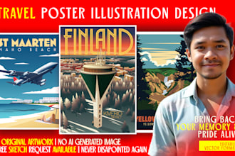 design best travel poster illustration vintage retro style