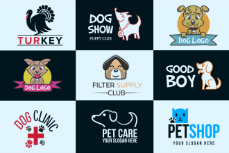 create eye catching pet, cat, dog, animal logo design