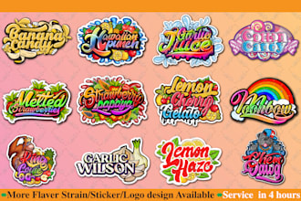 do typography sticker cannabis strain weed logo in 6h