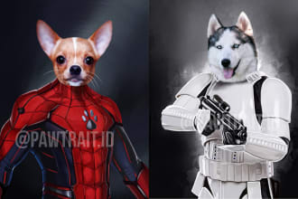 create custom super hero pet portrait