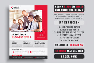 design flyer or poster for real estate corporate business, food, church, medical