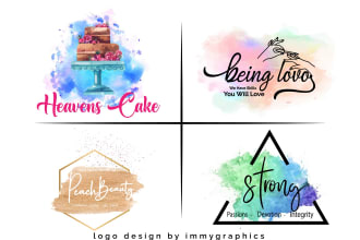 design hand drawn feminine watercolor logo for you