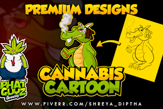 design cannabis weed kush cartoon mascot logo design