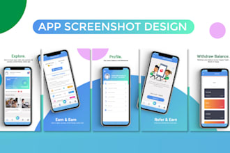 design app screenshots for play store, app store creatively