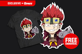 create chibi or cartoon t shirt design for your project