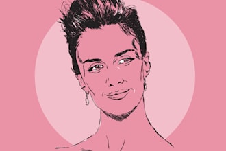 draw a vector portrait in scribble, comics style