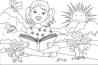 draw line art coloring book page for children
