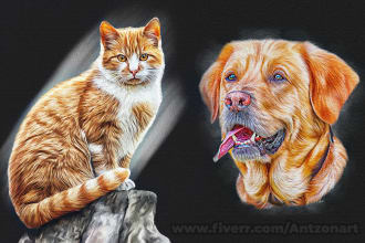 draw realistic portrait cat , dog , animal or any pets in oil paint