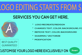 create, edit, recolor, redesign, vectorize your logo design