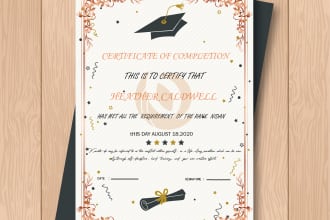 do an award certificate, gift certificate, professional certificate design