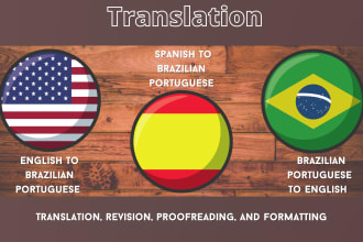 translate from english or spanish into brazilian portuguese