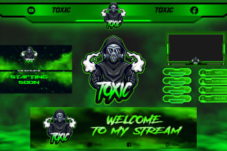 design professional twitch overlays, logo and screen pack