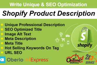 write profitable shopify product description, product listing with SEO