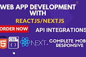 reactjs frontend API integrations and mobile responsive websites