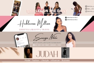 design a beauty blogger youtube banner, channel art