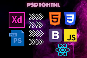 convert PSD to HTML to responsive bootstrap 5 or css