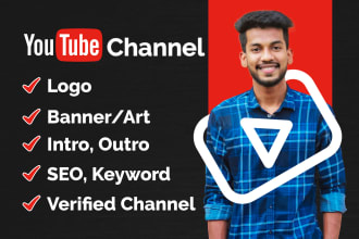 create youtube channel with logo, banner art, intro, outro