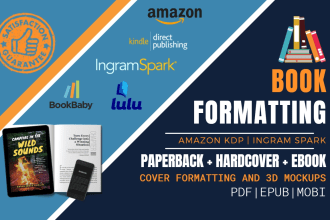 do book formatting and layout design of paperback ebook format kindle KDP ingram