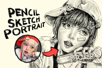 draw digital pencil sketch portrait