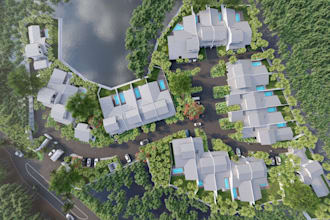 3d render architectural site plan and real estate plan