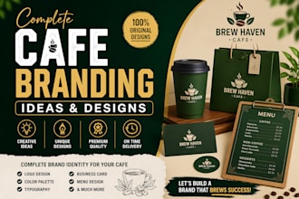 complete cafe logo menu card and brand identity