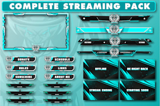 design twitch streaming pack with mascot logo