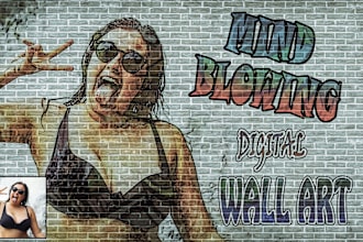 edit your photo as a brick wall street graffiti art