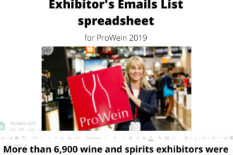 provide 2022 exhibitor emails list spreadsheet
