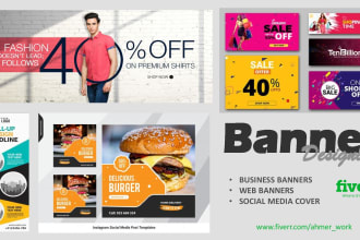 design attractive banners, web banner, and cover image