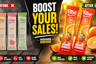 create premium food and fmcg packaging design for your brand