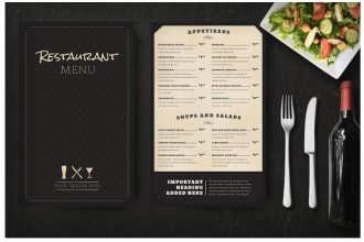 design a professional restaurant menu and food menu