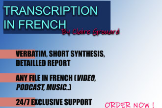 make a transcription of a french audio or video