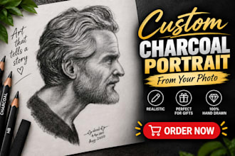do drawings of people and animals in charcoal or pencil