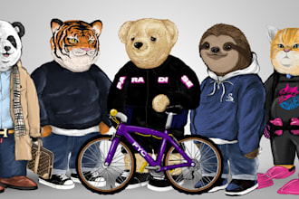 create illustration bear tshirt design streetwear