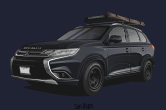 draw cartoon vector illustration from your car