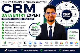do ghl, zoho any CRM data migration setup, automation, excel formula, data entry