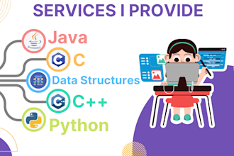 help you in any java, c, cpp, ds and python projects